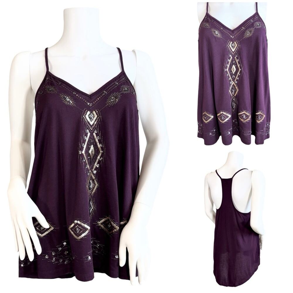 Express Women's Purple Sequin Sleeveless Top Size Medium/M